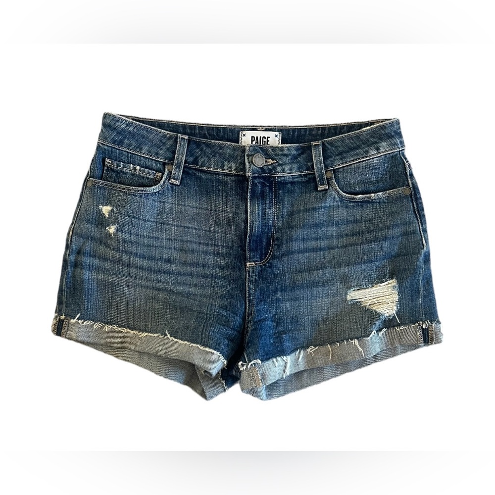 Paige jimmy jimmy shorts folded raw hem Fringe Denim stretch Jean